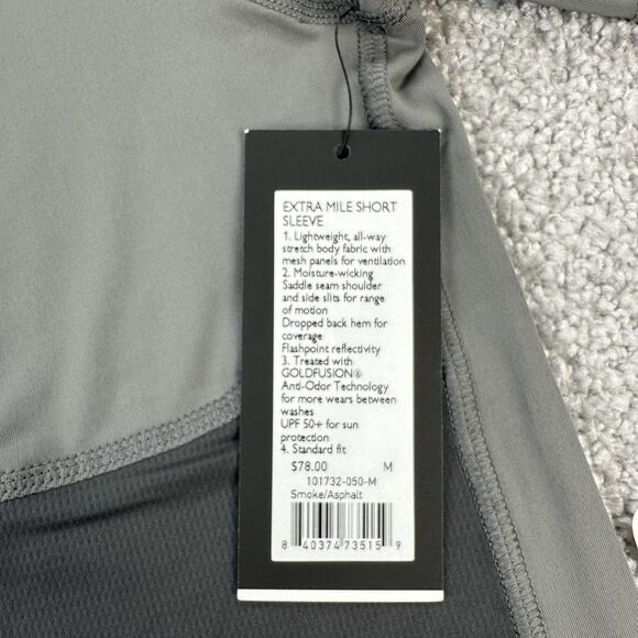 Rhone Shirt Mens Medium Extra Mile Short Sleeve Athletic Smoke Asphalt Workout - Picture 6 of 11